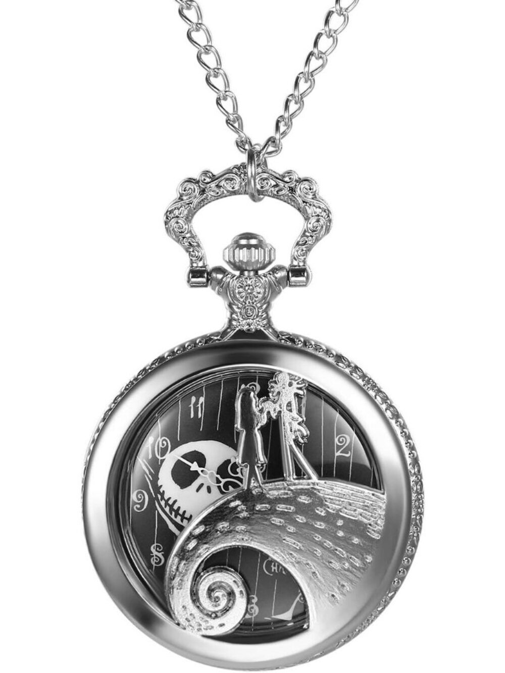 Unisex Silver Analog Christmas Antique Quartz Pendant Necklace Pocket Watch